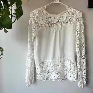 White Long Sleeve Lace Blouse (XS/S)